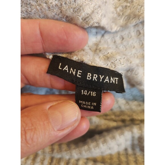 Lane Bryant Size 14/16 Long Sleeve Cowl Neck Marled Light Gray Tunic Top - Picture 2 of 8